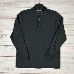 The Rowdy Gentleman Pocket Polo Shirt Mens 2XL Long Sleeve Dark Gray Cotton Blen